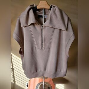 BAILEY 44 Sleeveless Half-Zip Mock Neck Top Sweatshirt XL Beige